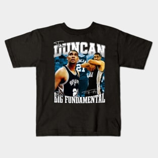 Tim Duncan The Big Fundamental Basketball Signature Vintage Retro 80s 90s Bootleg Rap Style Kids T-Shirt